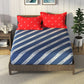 Nautica Blue & Red Striped Cotton 160 TC King Bedsheet With 2 Pillow Covers - Swadesiicart