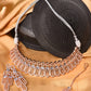 Saraf RS Jewellery Rose Gold-Polished White AD Studded Jewellery Set With Maang Tika