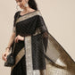 Saree Mall Black Woven Design Zari Silk Blend Banarasi Saree | Swadesiicart