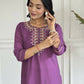 Purple Viscose chanderi Stitched Suit With Dupatta - Tanisha | Swadesiicart
