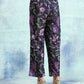 trueBrowns Black Printed Velvet Pant | Swadesiicart