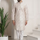 Sojanya Men Cream-Coloured & Brown Silk Cotton Printed Regular Kurta with Churidar | Swadesiicart