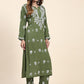 HOUSE OF KARI Floral Embroidered Thread Work Pure Cotton Kurta with Trousers | Swadesiicart