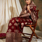 Sangria Maroon Ethnic Motifs Woven Design Zari Banarasi Saree | Swadesiicart