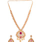 Saraf RS Jewellery Gold-Polished White & Pink American Diamond Studded & Beaded Handcrafted Jewellery Set - Swadesiicart