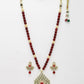 NVR Women's Red Kundan-Studded & Beaded Handcrafted Jewellery Set - Swadesiicart