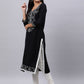Souchii Women Black Ethnic Motifs Yoke Design Thread Work Kurta - Swadesiicart