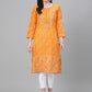 ADA Women Mustard Yellow & White Chikankari Embroidered Cotton Sustainable Handloom Kurta with Palazzos | Swadesiicart