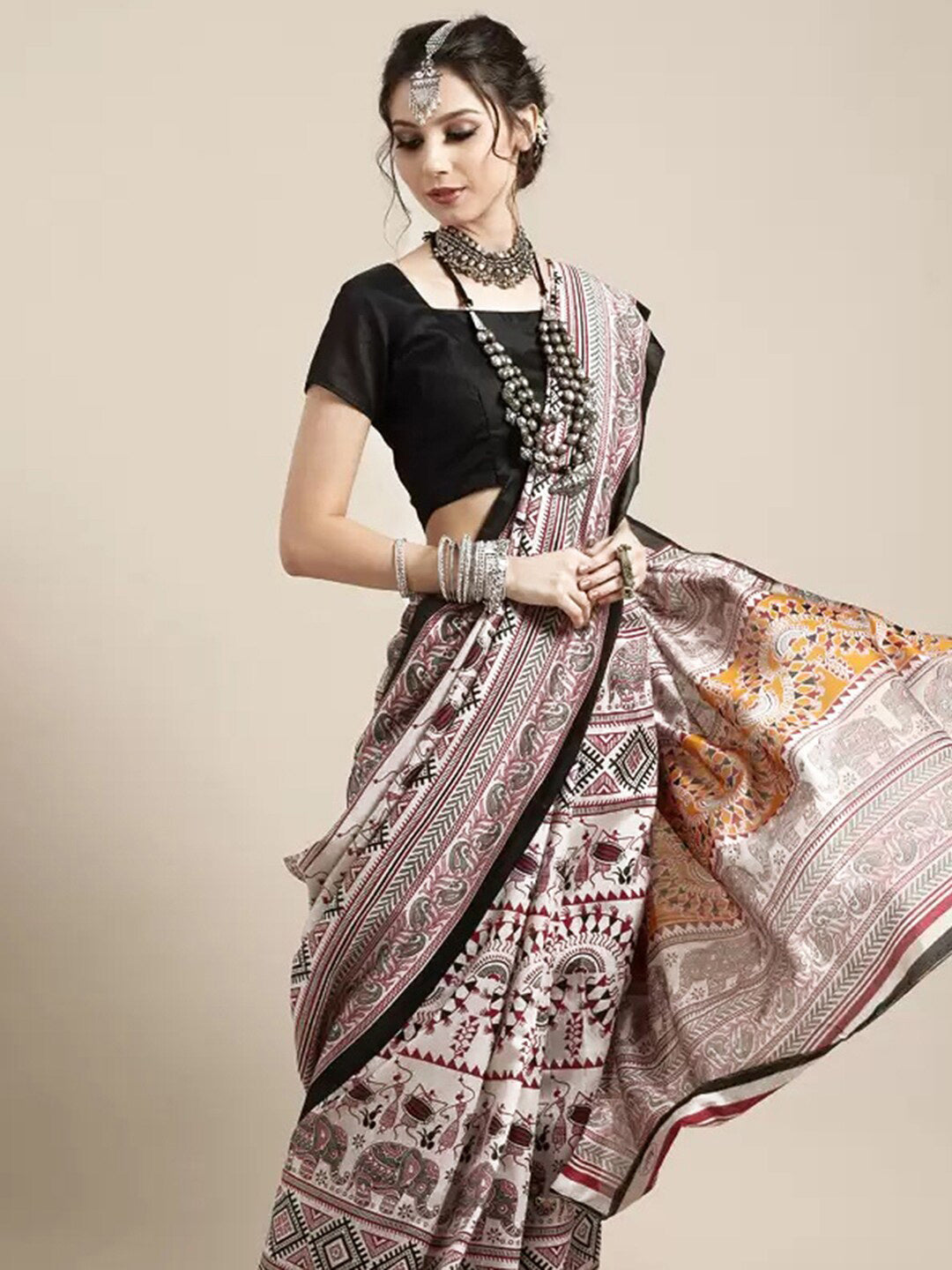 Kalini Ethnic Motifs Banarasi Saree | Swadesiicart