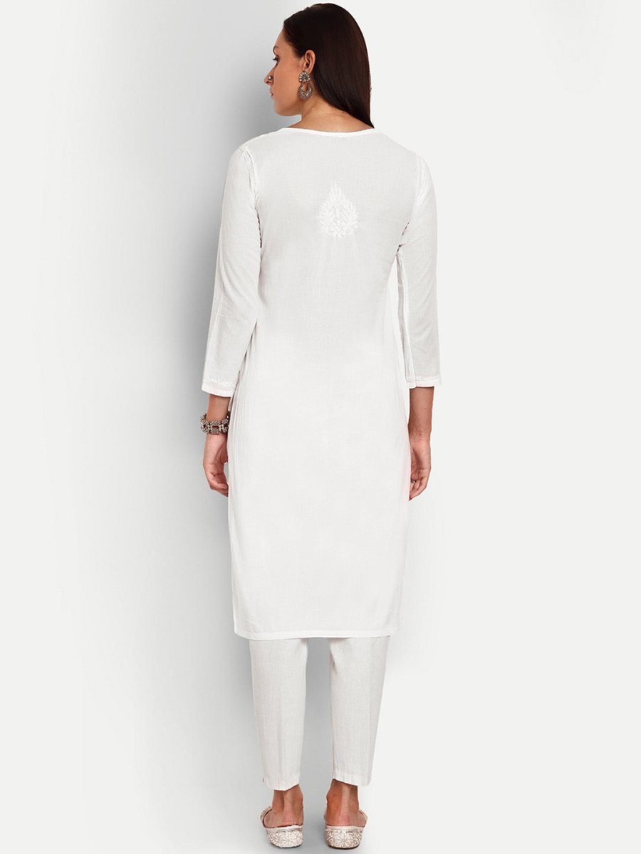 ADA Floral Embroidered Chikankari Kurta | Swadesiicart
