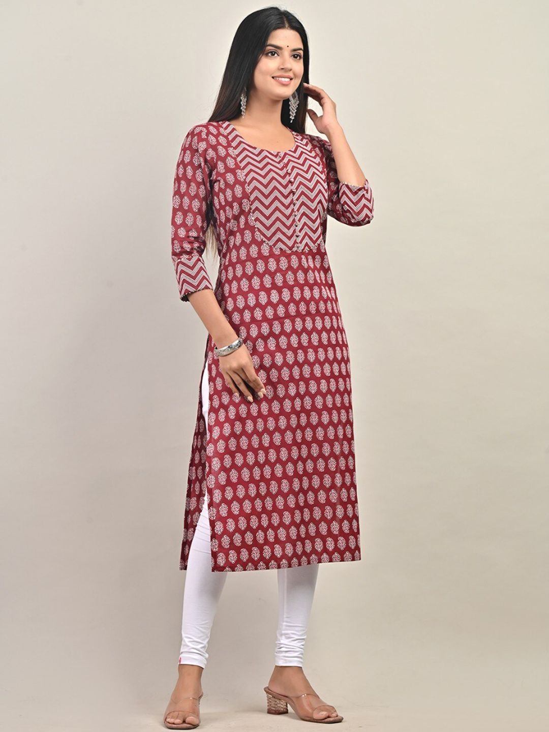 Swasti Ethnic Motifs Printed Gotta Patti Pure Cotton Kurta - Swadesiicart