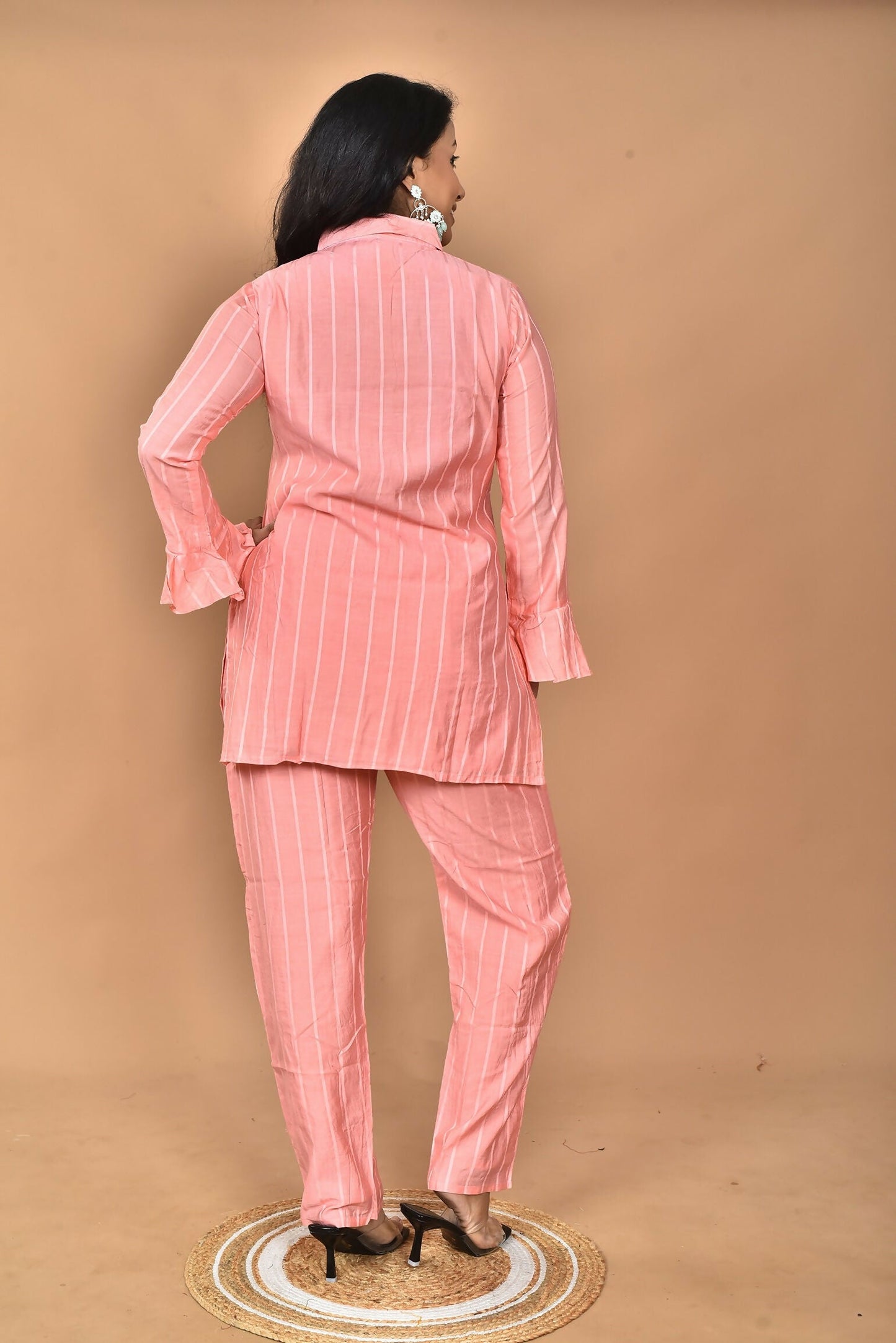 Morchari Women And Hand Embroidery Co-Ords-Peach - Swadesiicart