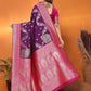 Joban Fashion Banarasi Plum Woven Soft Silk Saree | Swadesiicart