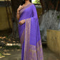Joban Fashion Lavender Crepe Chiffon Pure Handloom Banarasi Silk Saree | Swadesiicart