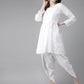 ADA Women White Cotton Sustainable Hand Embroidered Chikankari A-line Handloom Kurta & Dhoti Pants | Swadesiicart