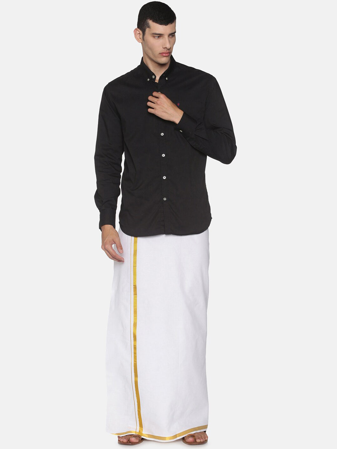 Sethukrishna Men White Solid Cotton Dhoti (GENIE-67335) | Swadesiicart