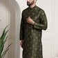 Sojanya Men Green & Brown Ethnic Motifs Printed Kurta | Swadesiicart