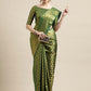 Saree Mall Green & Gold-Toned Woven Design Zari Silk Blend Banarasi Saree | Swadesiicart