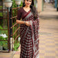 Maroon Poly Georgette Ajrak Saree with Unstitched Blouse - Hiral Fashion | Swadesiicart