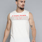 Alcis Men Off White Typography Printed Slim Fit Gym T-shirt | Swadesiicart