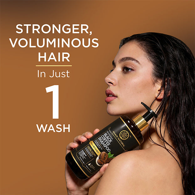 Khadi Natural Powered Botanics Black Coffee Shampoo for Strong & Healthy Hair - 310ml