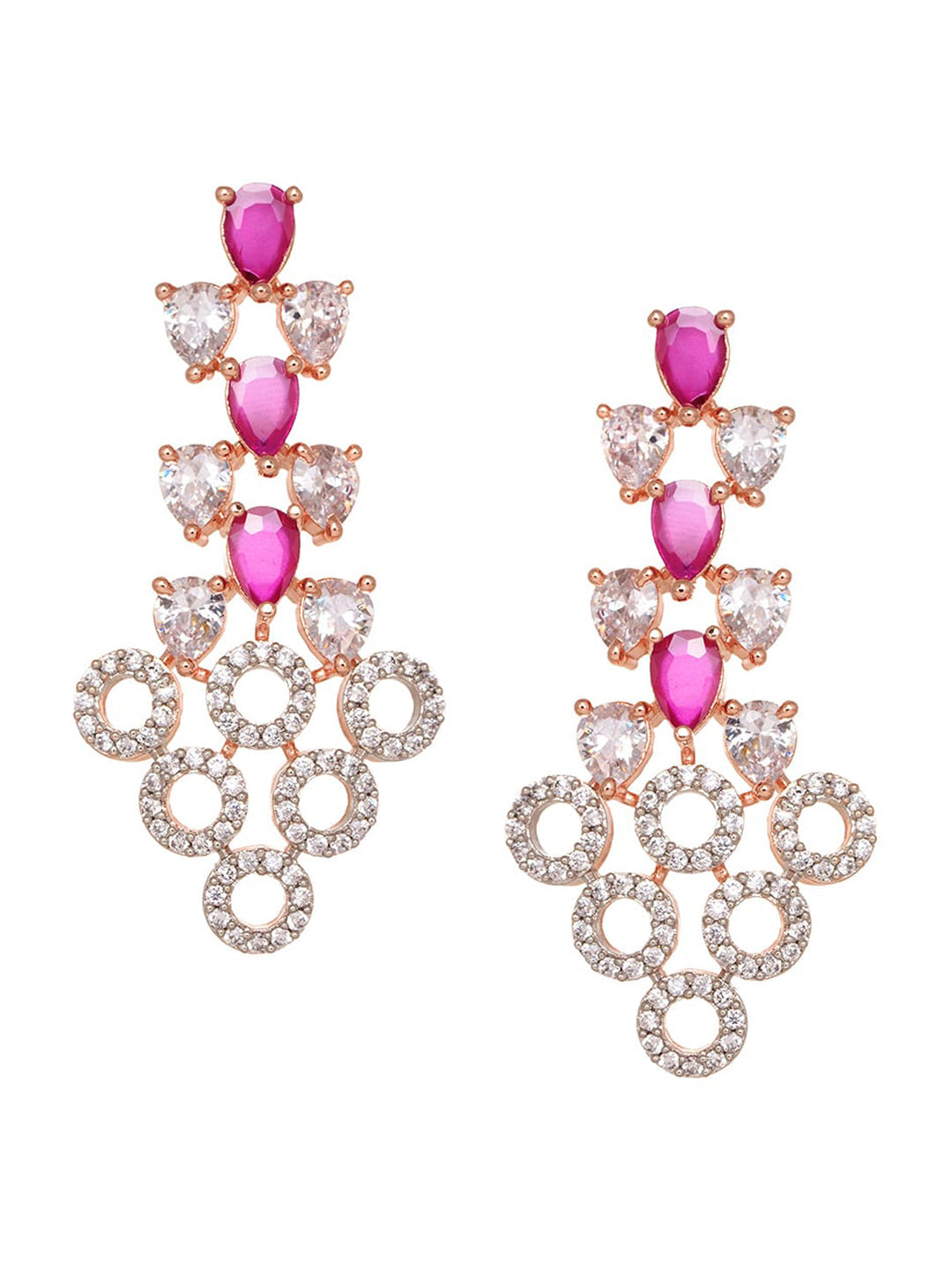 Saraf RS Jewellery Rose Gold-Polished Red AD-Studded Jewellery Set - Swadesiicart