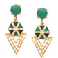 Shoshaa Green Gold-Polished Enamelled Contemporary Drop Earrings | Swadesiicart