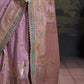 Mitera Lavender & Blue Ethnic Motifs Woven Design Zari Silk Blend Banarasi Saree | Swadesiicart