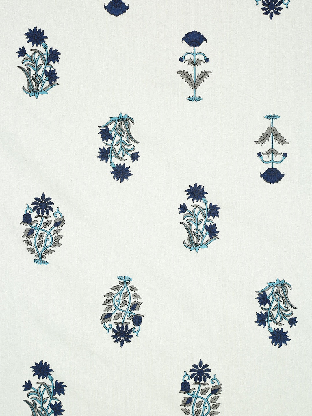 Rajasthan Decor Cream-Coloured & Blue Ethnic Motifs 180 TC Cotton 1 King Bedsheet with 2 Pillow Covers - Swadesiicart