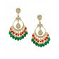 Shoshaa Green Contemporary Kundan Chandbalis Earrings | Swadesiicart