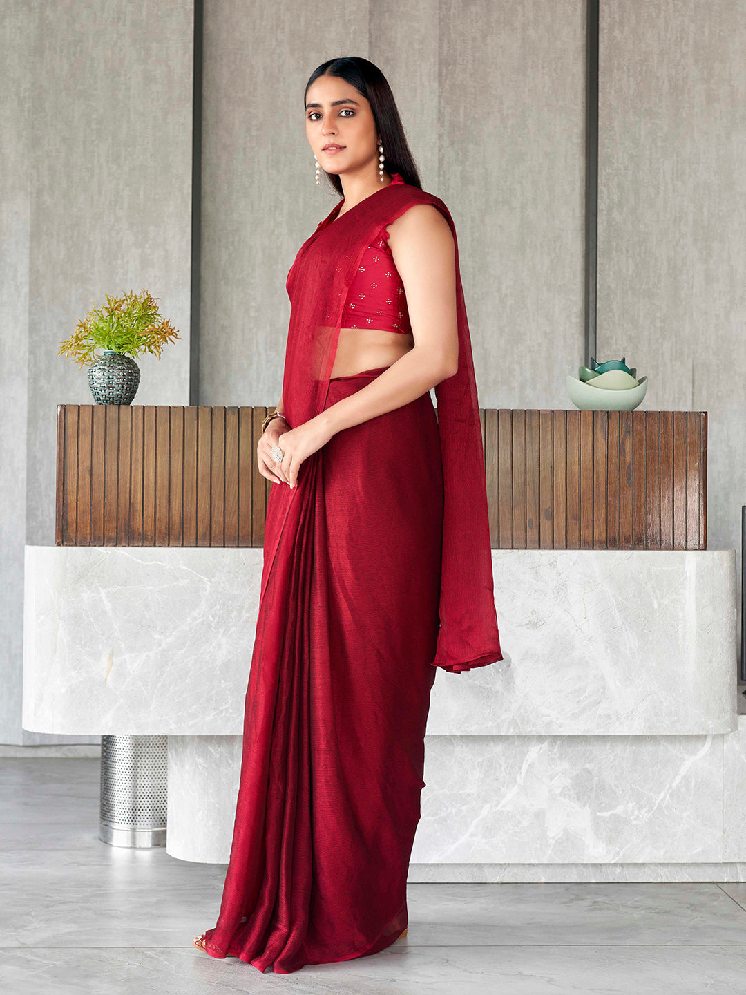 Tikhi Imli Polyester Ready to Wear Saree | Swadesiicart