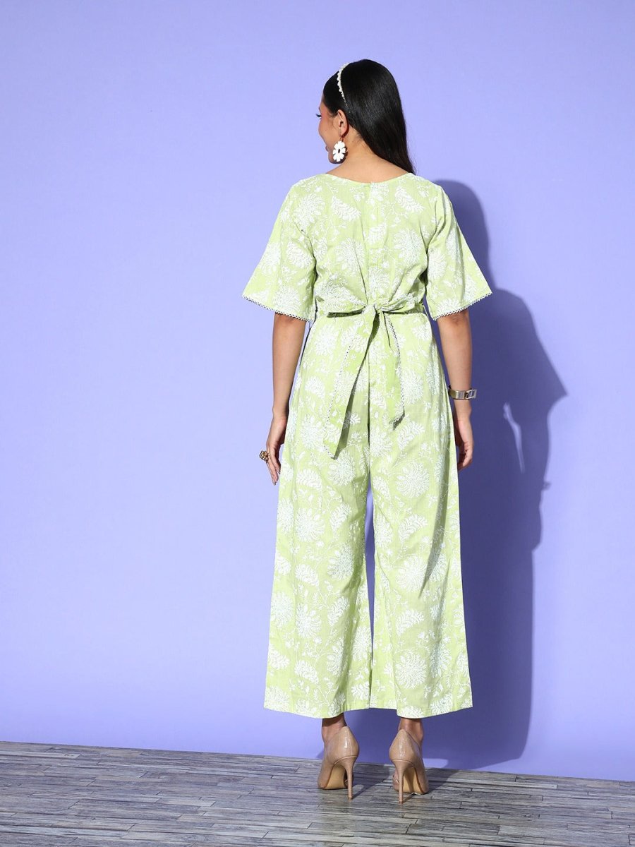 Ahalyaa Printed Cotton Basic Jumpsuit | Swadesiicart