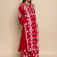 HOUSE OF KARI Floral Embroidered Chikankari Cotton A-Line Kurta | Swadesiicart