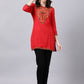Souchii Women Red Yoke Design Thread Work Grandeur & Majestic Artwork Kurta - Swadesiicart
