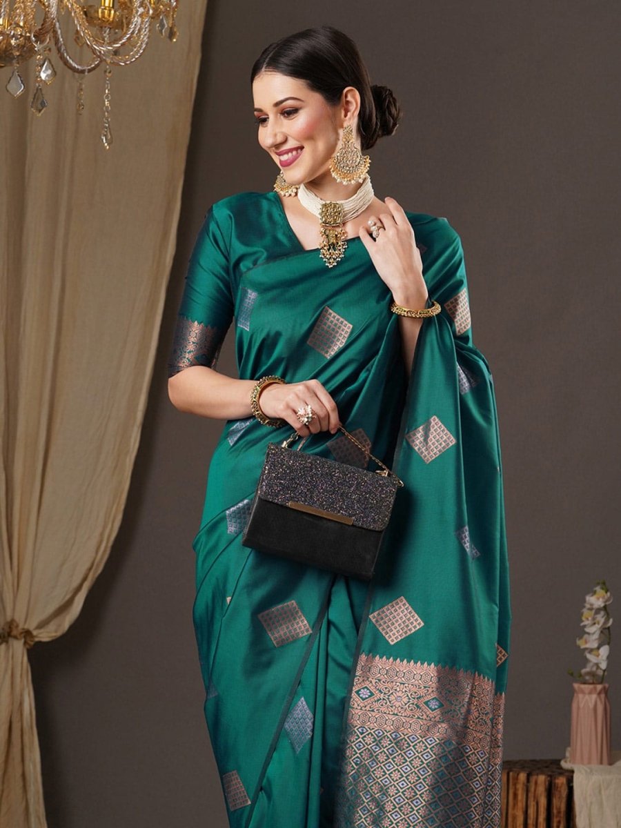 Anouk Zari Silk Blend Banarasi Saree | Swadesiicart