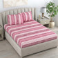 DREAM WEAVERZ Pink Striped Pure Cotton 220 TC King Bedsheet With 2 Pillow Covers - Swadesiicart