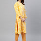 ADA Women Yellow & White Chikankari Embroidered Straight Sustainable Handloom Kurta | Swadesiicart