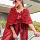Tikhi Imli Party Satin Saree With Sequined Cape | Swadesiicart