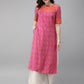 Anouk Women Pink & Mustard Yellow Printed Straight Kurta - Swadesiicart