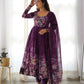 Joban Fashion Wine Kurta Set Organza Sequin Embroidery Work - Swadesiicart