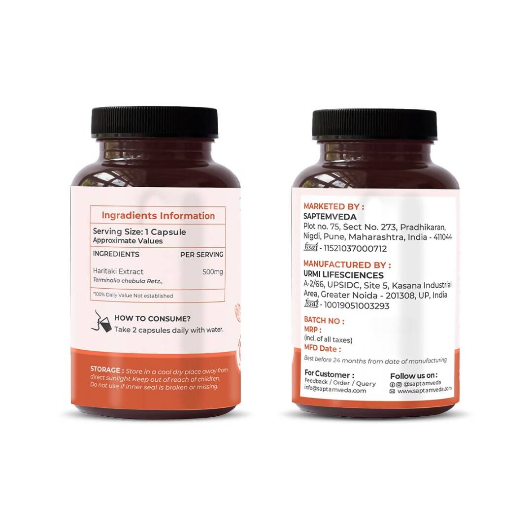Saptamveda Natural Haritaki Capsules - Swadesiicart