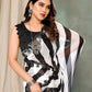 Aafreen Partywear Designer Balck & White Georgette Fancy Saree