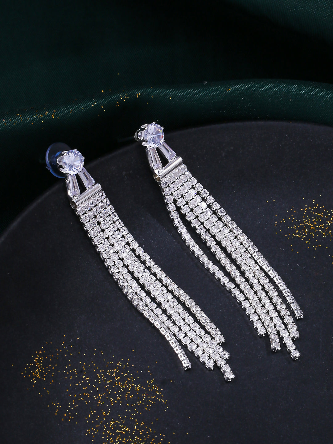 NVR Women Silver Toned Contemporary Drop Earrings | Swadesiicart