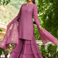 Janasya Lavender Georgette Embroidered Kurta,Bottom & Dupatta | Swadesiicart