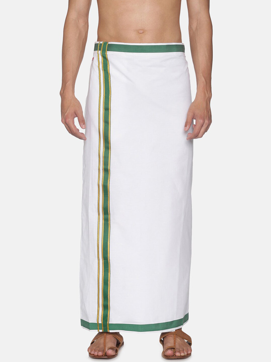 Sethukrishna White Solid Cotton Readymade Dhoti For Men | Swadesiicart