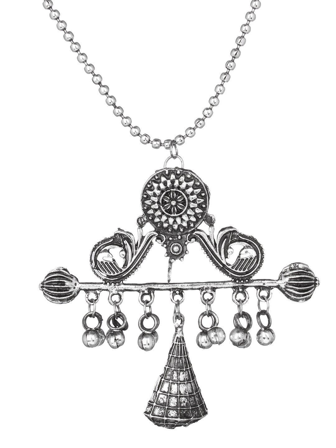 Cardinal Silver-Toned Oxidised Women Jewellery Set - Swadesiicart