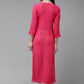 ADA Women Magenta & Magenta Ethnic Motifs Embroidered Chikankari Georgette Kurta | Swadesiicart