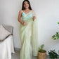 Vamsee Sheetal Green Organza Saree - Swadesiicart