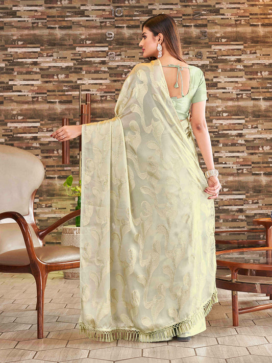 Tikhi Imli Embellished Jacquard Satin Ready to Wear Saree | Swadesiicart