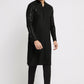 Ethnic India Black Men's Kurta Embellished Viscose Rayon | Swadesiicart